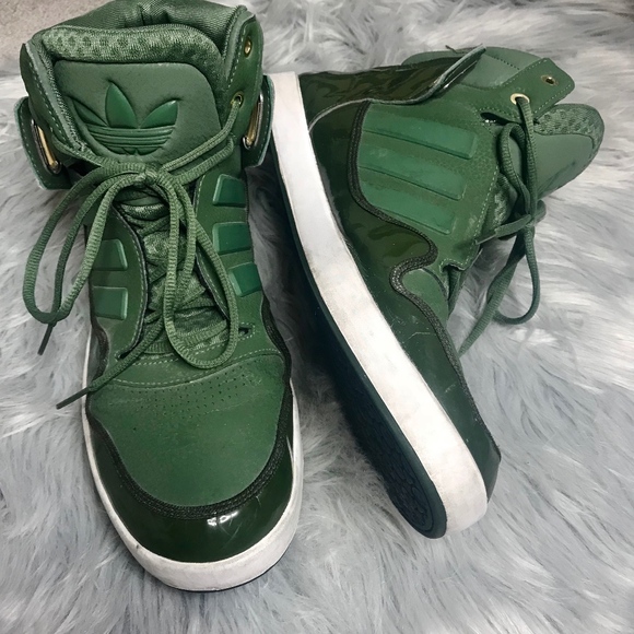 green adidas high top sneakers